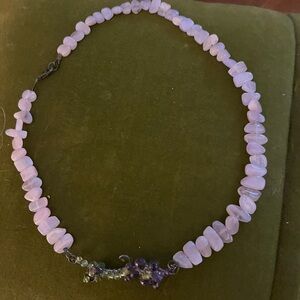 Handmade 16” amethyst and pink quartz necklace.